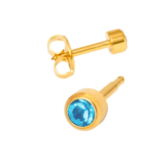 Камень Аквамарин месяц март позолоченный