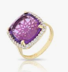 Камень аметист месяц февраль позолоченный