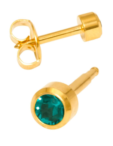 Камень Голубой Циркон месяц декабрь позолоченный