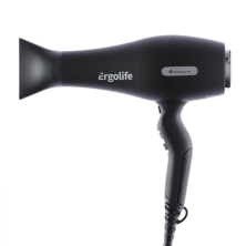 Фен DEWAL ERGOLIFE, черный софттач, вес 590гр, 2200Вт, ионизация, 2 нас, провод 3м