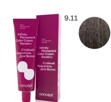 INFINITY Permanent Color 9.11 Светлый блондин интенсивно-пепельный, в метал.тубе100 мл.