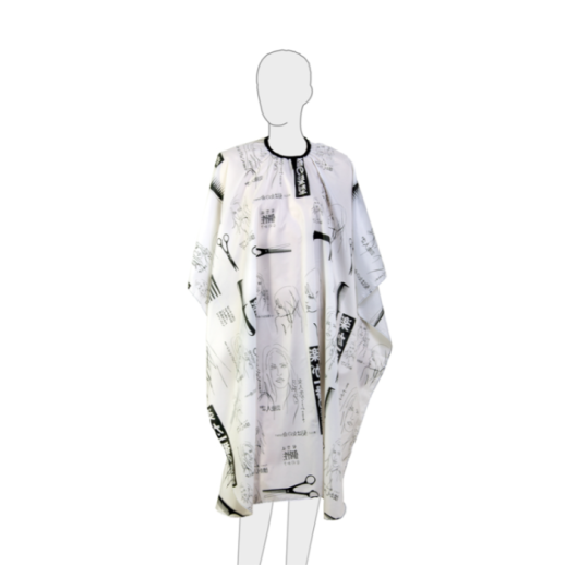 Пеньюар для стрижки Dewal "Ножницы", полиэстр,синий 115x146 см на крючках