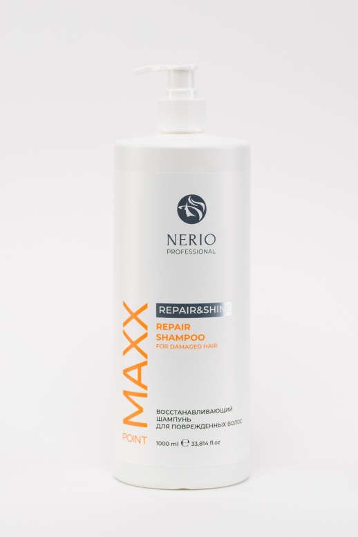 MAXX Point Восстанавливающий шампунь для поврежд.волос Repair&Shine с  морским коллагеном, 1000 мл
