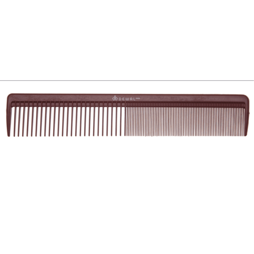 Расческа рабочая DEWAL "CARBON BORDO" комбинированная, широкая,антистатик, 21,5 см