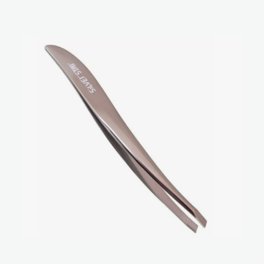 Пинцет косой, коралловый AT9962 GOLD MATT