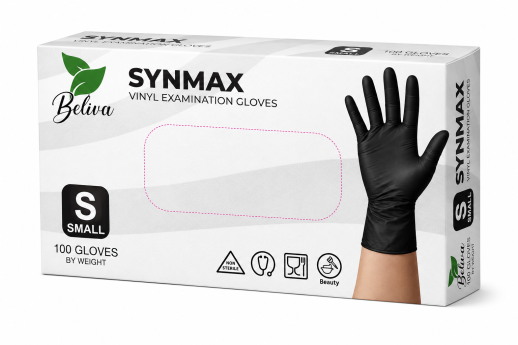 Перчатки BELIVA Synmax PF виниловые черные S
