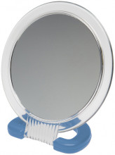 Зеркало DEWAL Beauty настольное, в прозрачной  оправе, на пласт. подставке синего цвета,230х154мм