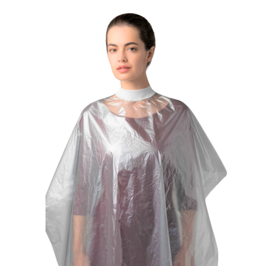 Пеньюар для парикмахерских работ, BEAJOY,ПНД, прозрачный,  100см*160см.  рулон